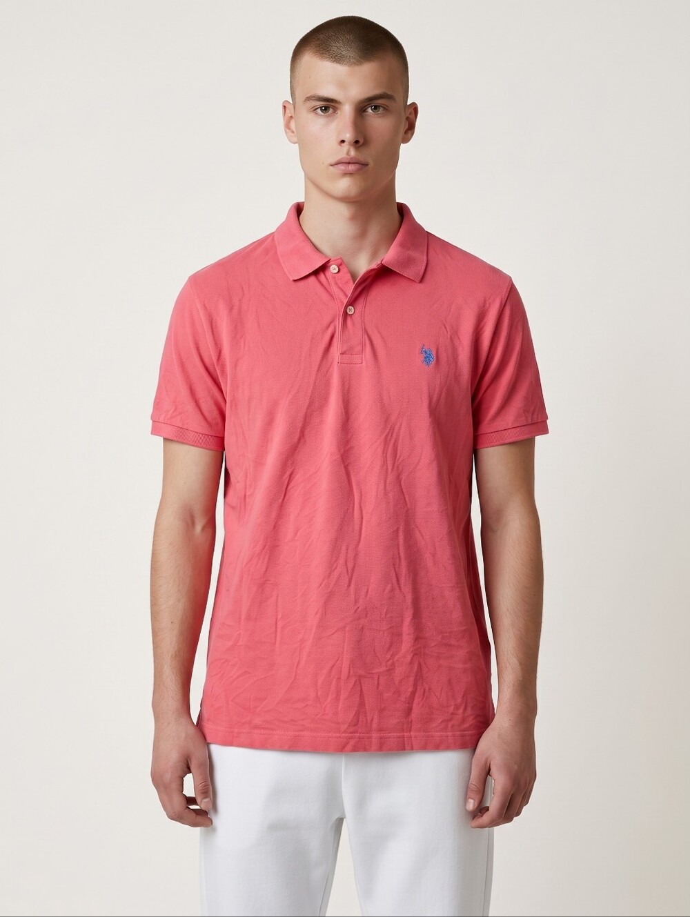 U.S. Polo Assn. Men's Coral Polo with Blue Logo